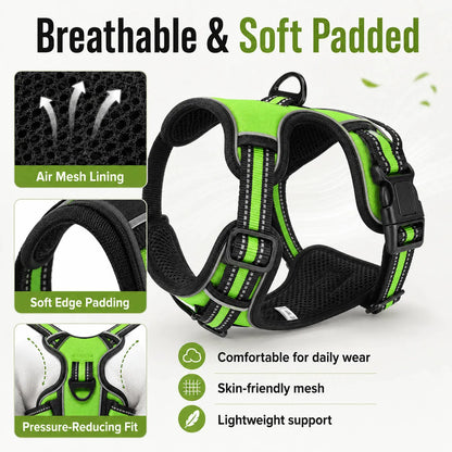 Nylon Adjustable Dog Harness Vest Reflective Pet Harness for Small Medium Large Dogs Breathable Dog Harness No Pull Harness Dog