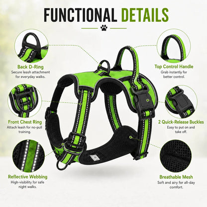 Nylon Adjustable Dog Harness Vest Reflective Pet Harness for Small Medium Large Dogs Breathable Dog Harness No Pull Harness Dog