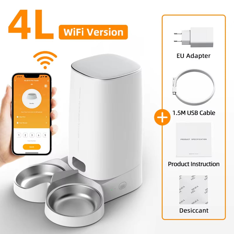 Automatic Cat Feeder Pet Smart Cat Food Kibble Dispenser Remote Control Wifi Button Auto Feeder for Cats Dog Accessories