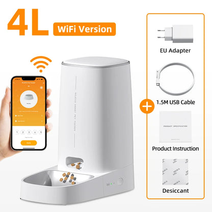 Automatic Cat Feeder Pet Smart Cat Food Kibble Dispenser Remote Control Wifi Button Auto Feeder for Cats Dog Accessories