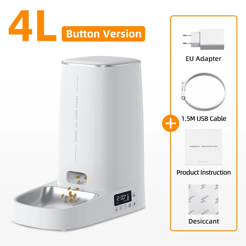 Automatic Cat Feeder Pet Smart Cat Food Kibble Dispenser Remote Control Wifi Button Auto Feeder for Cats Dog Accessories