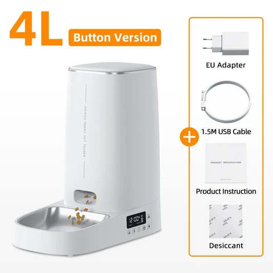 Automatic Cat Feeder Pet Smart Cat Food Kibble Dispenser Remote Control Wifi Button Auto Feeder for Cats Dog Accessories