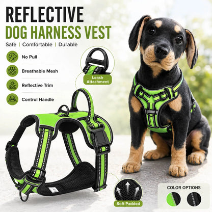 Nylon Adjustable Dog Harness Vest Reflective Pet Harness for Small Medium Large Dogs Breathable Dog Harness No Pull Harness Dog