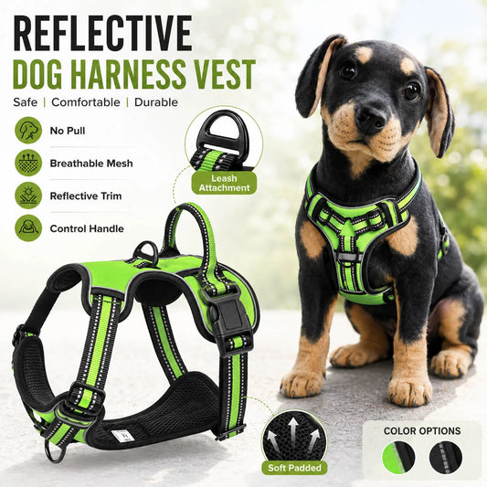 Nylon Adjustable Dog Harness Vest Reflective Pet Harness for Small Medium Large Dogs Breathable Dog Harness No Pull Harness Dog